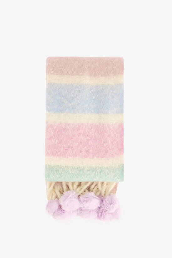 Renkli Lola Çizgili Yumuşak Dokulu Atkı - 2
