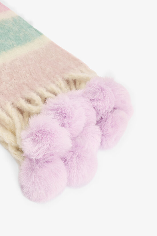 Renkli Lola Çizgili Yumuşak Dokulu Atkı - 3