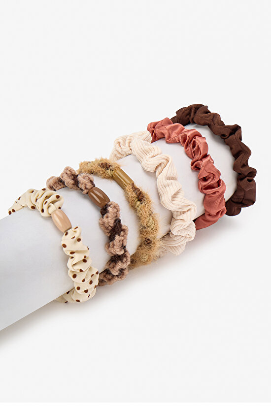 Brown Elastic 6 Pack Hair Clip Set - 1