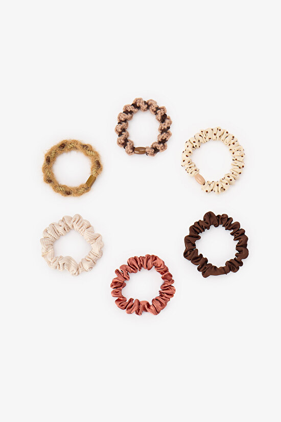 Brown Elastic 6 Pack Hair Clip Set - 2