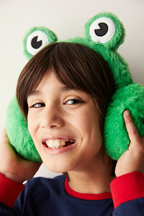 Erkek Çocuk Kurbağa Desenli Yeşil Kulaklık - 1