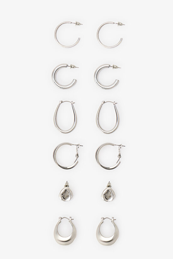 Silver Anthracite Gloria 6 Pack Earring Set - 1