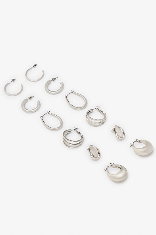 Silver Anthracite Gloria 6 Pack Earring Set - 2