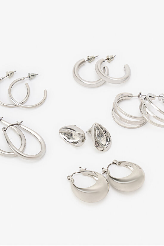 Silver Anthracite Gloria 6 Pack Earring Set - 3