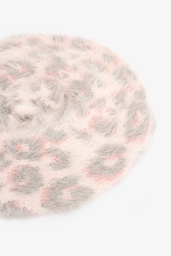 Pembe Kız Çocuk Leopar Desenli Bere - 2
