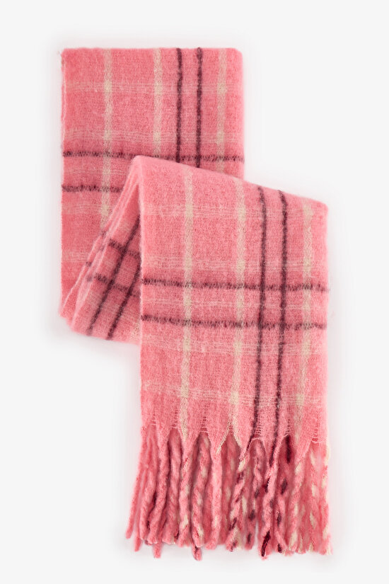 Pembe Clara Çizgili Atkı - 2