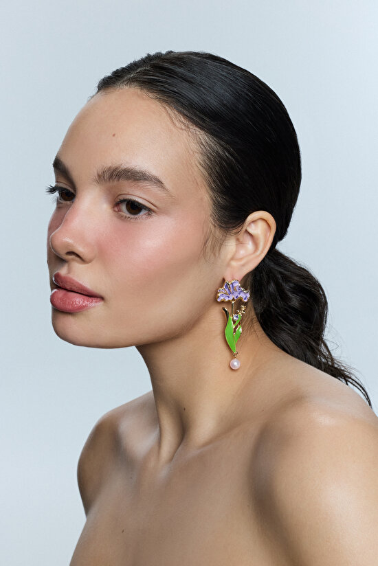 Gold Mix Flower Earring Set - 3