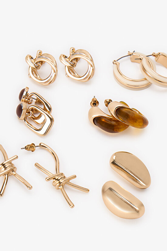Gold Valerie 6 Pack Earring Set - 3