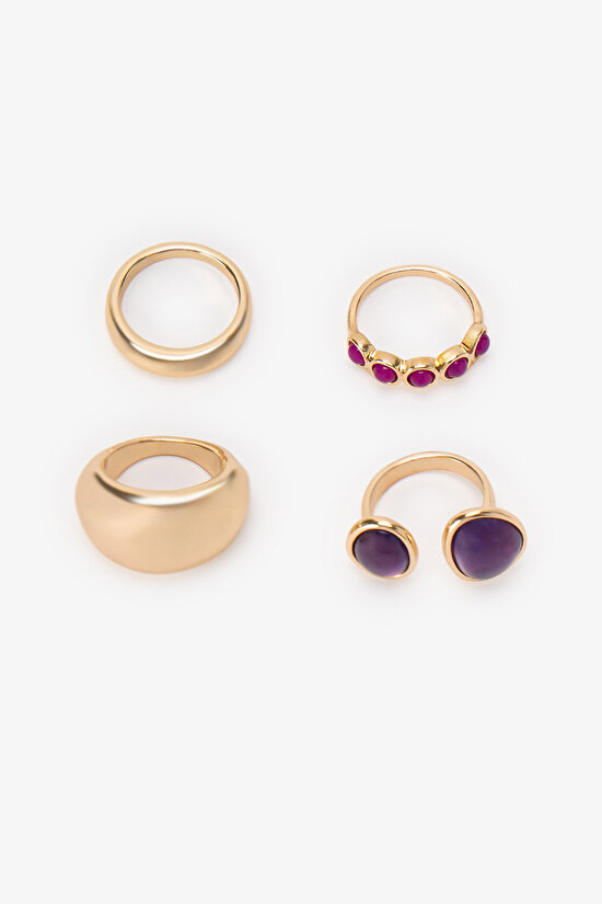 Gold Serena 4 Pack Ring Set - 1