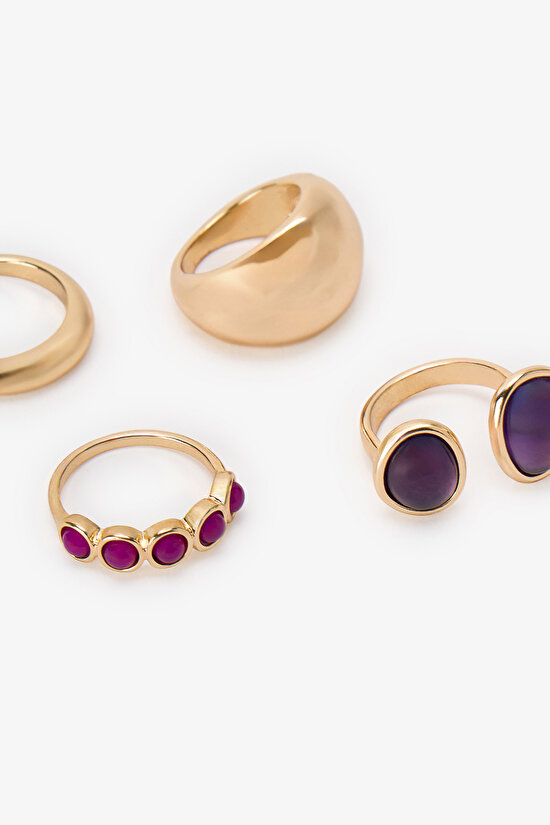 Gold Serena 4 Pack Ring Set - 2