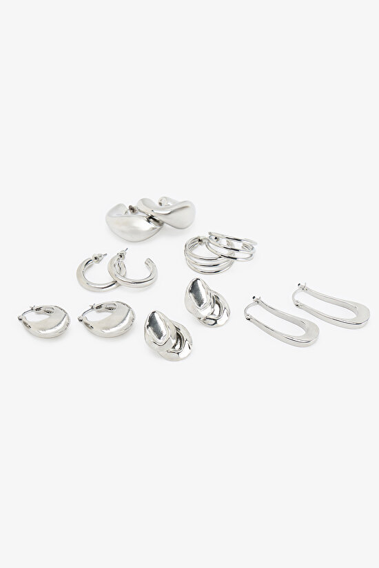 Silver Color - Anthracite Gloria 6-Piece Earring Set - 3