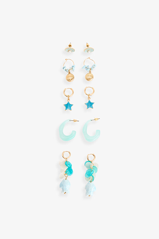 Açık Mavi Gisele Küpe Seti - 1