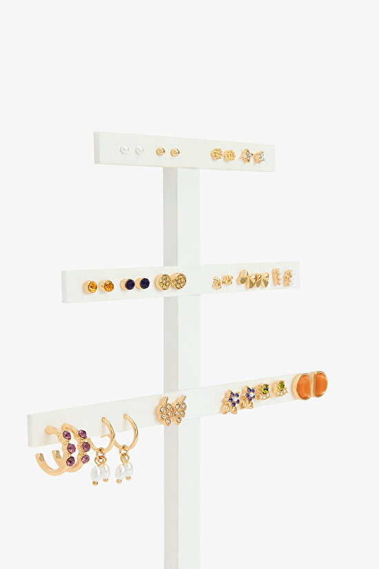 Gold Color 17-Piece Mixed Earring Set - 2