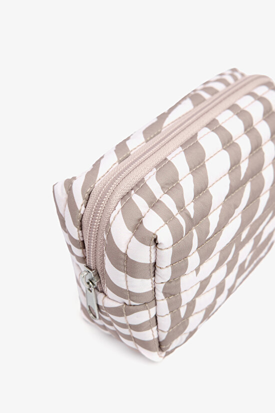 Zebra Ekru Makyaj Çantası - 3