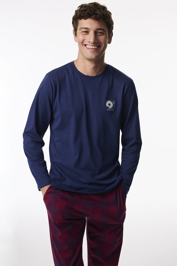 Erkek Echo Block Ekoseli Pantolon Uzun Kollu Pijama Takımı - 2 AL 1 ÖDE