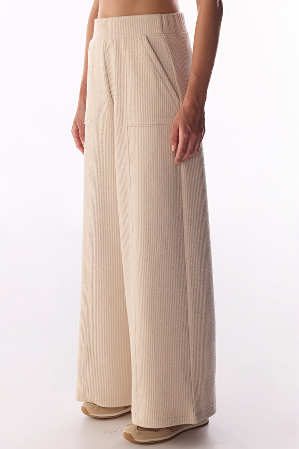 Pastel Bej Fitilli Dikiş Detaylı Pantolon - 2 AL 1 ÖDE