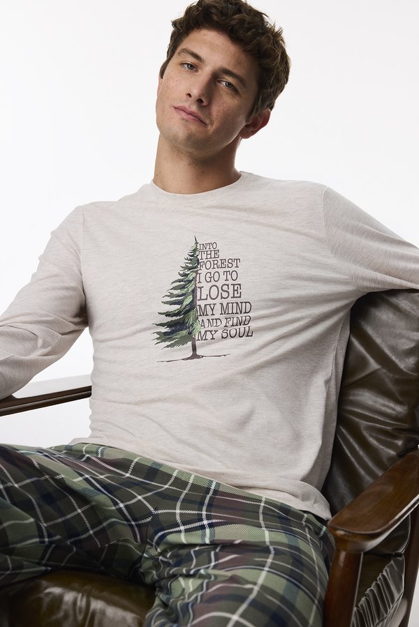 Erkek Pine Forest Ekoseli Pantolon Uzun Kollu Pijama Takımı - 2 AL 1 ÖDE