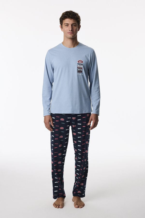Erkek Aurora Station Geometrik Desenli Pantolon Uzun Kollu Pijama Takımı - 2 AL 1 ÖDE