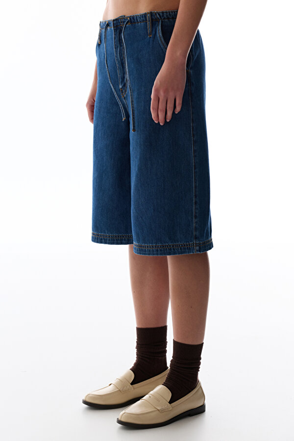 Koyu Mavi Denim Bermuda Şort - 2 AL 1 ÖDE