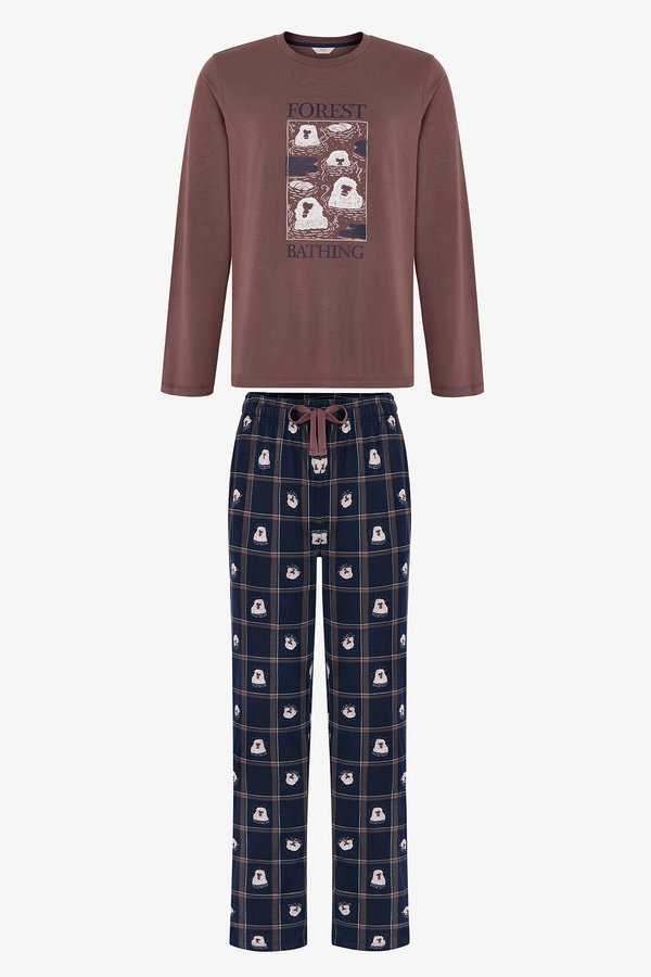 Erkek Trail Buddy Pantolon Uzun Kollu Pijama Takımı - 2 AL 1 ÖDE