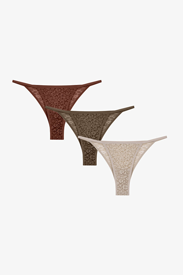 Leaf Dantel 3'lü Brazilian Külot - 2 AL 1 ÖDE