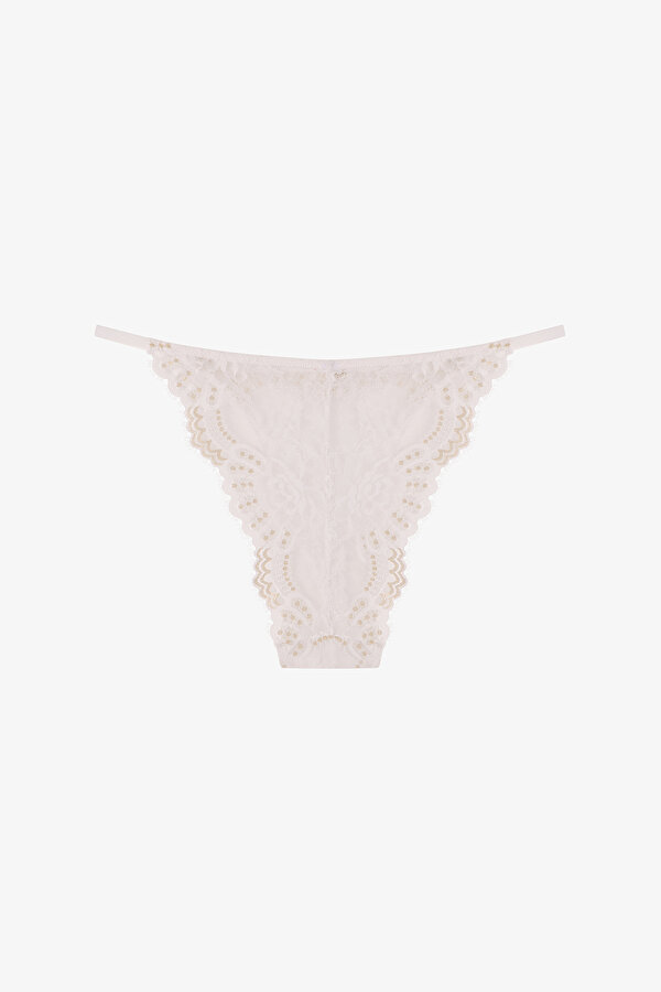 Kırık Beyaz Lacy Slip Külot - 2 AL 1 ÖDE