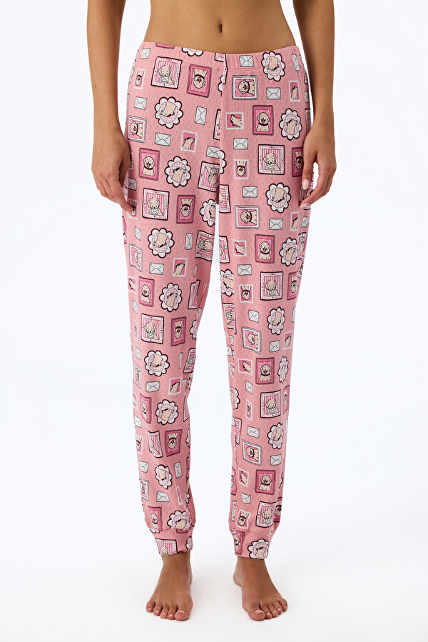 Pembe Postcard Pointel Pijama Altı - 3 AL 2 ÖDE