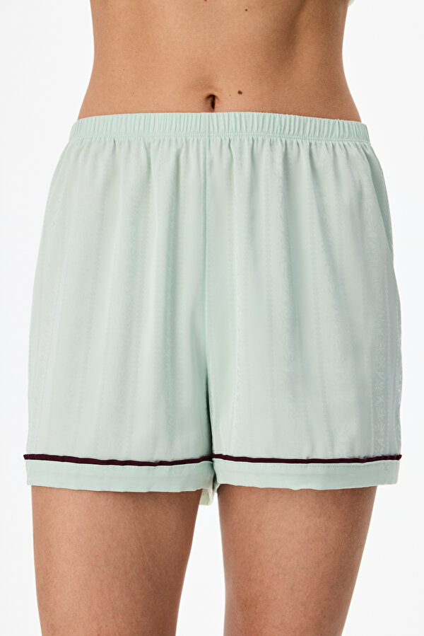 Mint Aurora Saten Çiçekli Şort Pijama Altı - 3 AL 2 ÖDE