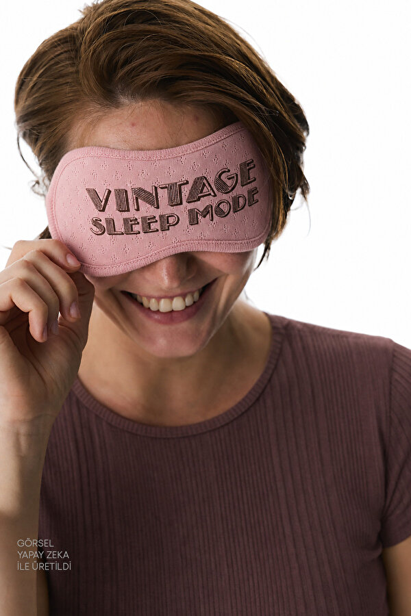 Pembe Sleep Mode Slogan Desenli Uyku Gözlüğü - 3 AL 2 ÖDE