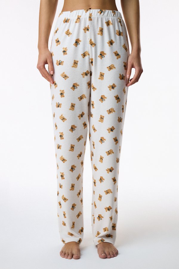 Ekru Daily Routine Ayı Desenli Pijama Altı - 2 AL 1 ÖDE