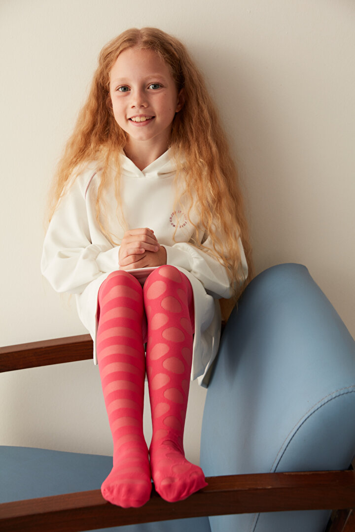 Mercan Kız Çocuk Lolipop Desenli Külotlu Çorap - 1