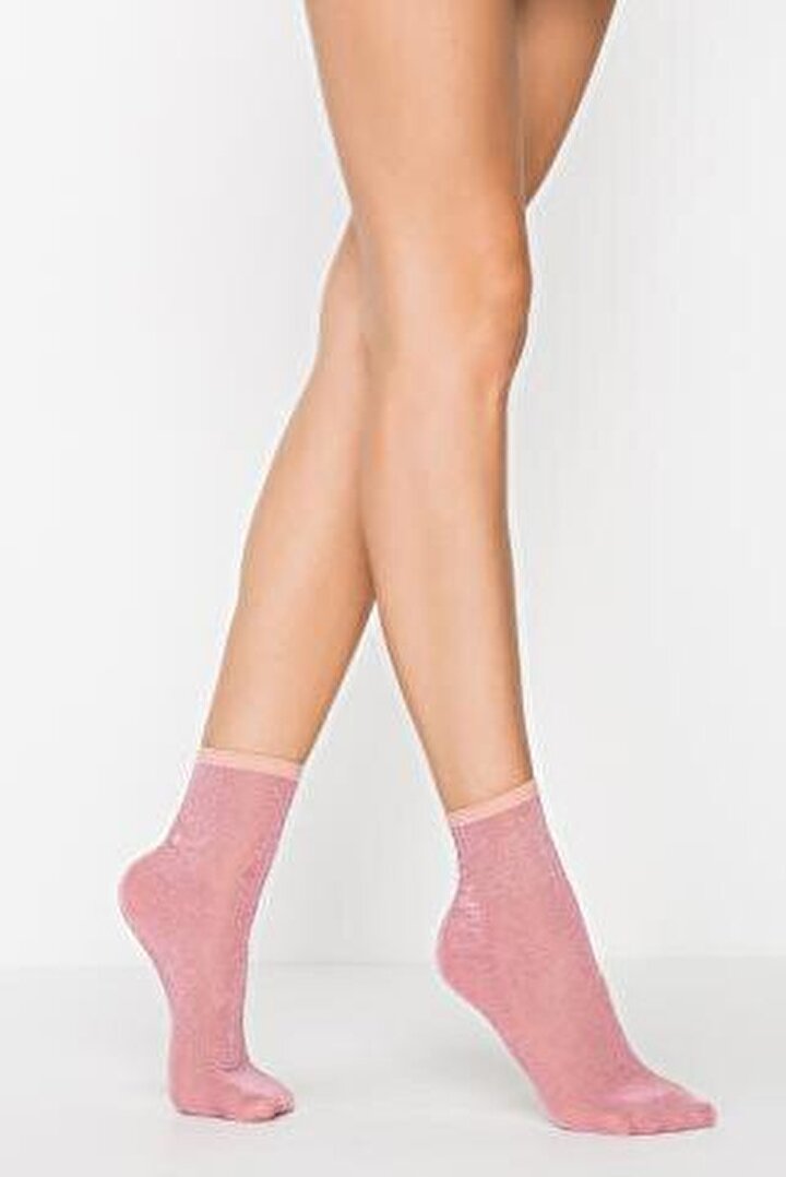 Antik pembe Shiny Soket Çorap - 1