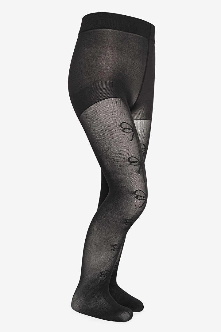 Pretty Infinity Ribbon Black Tights - 2