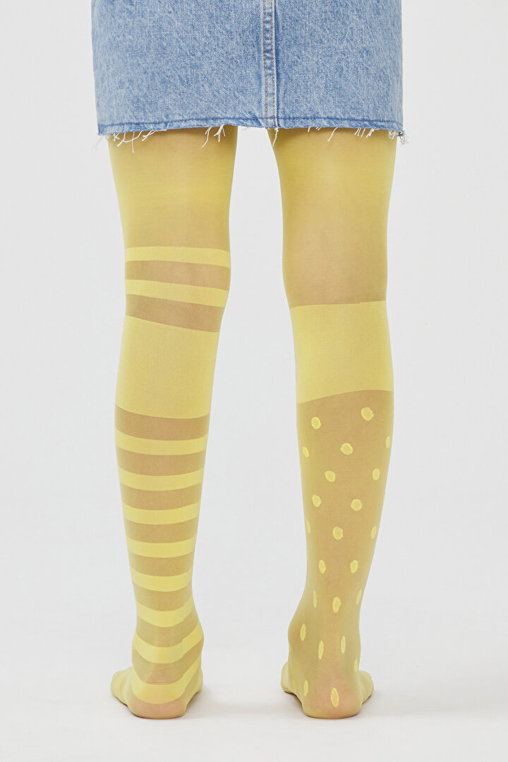 Yeni Sarı Pretty Wondering Cat Külotlu Çorap - 2