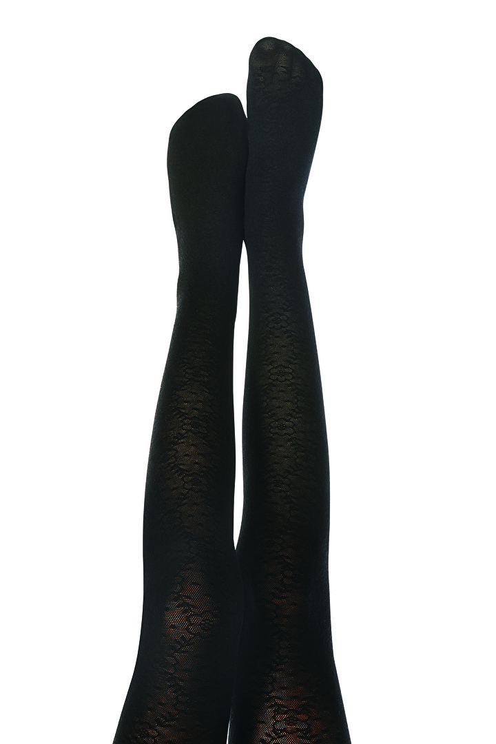 Kız Çocuk Siyah Pretty Flower Külotlu Çorap - 1