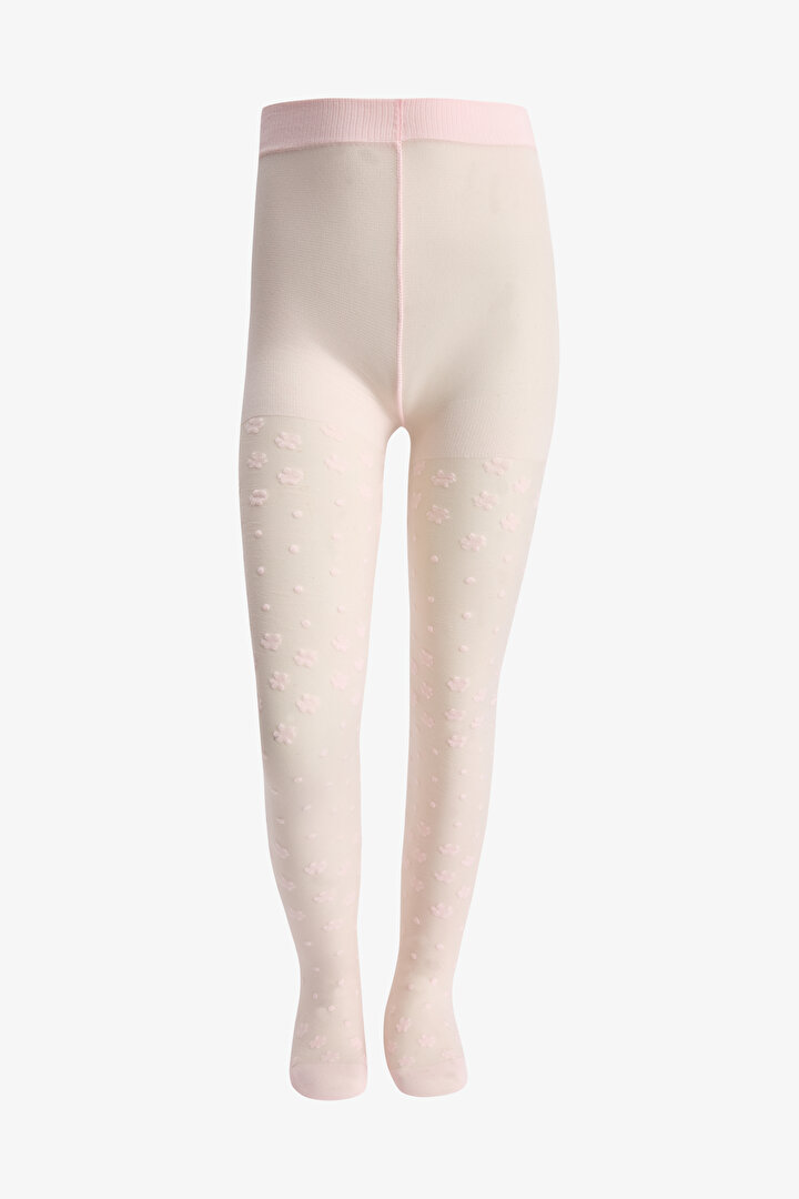 Kız Çocuk Sıcak Pembe Pretty Dotted Daisy Külotlu Çorap - 1
