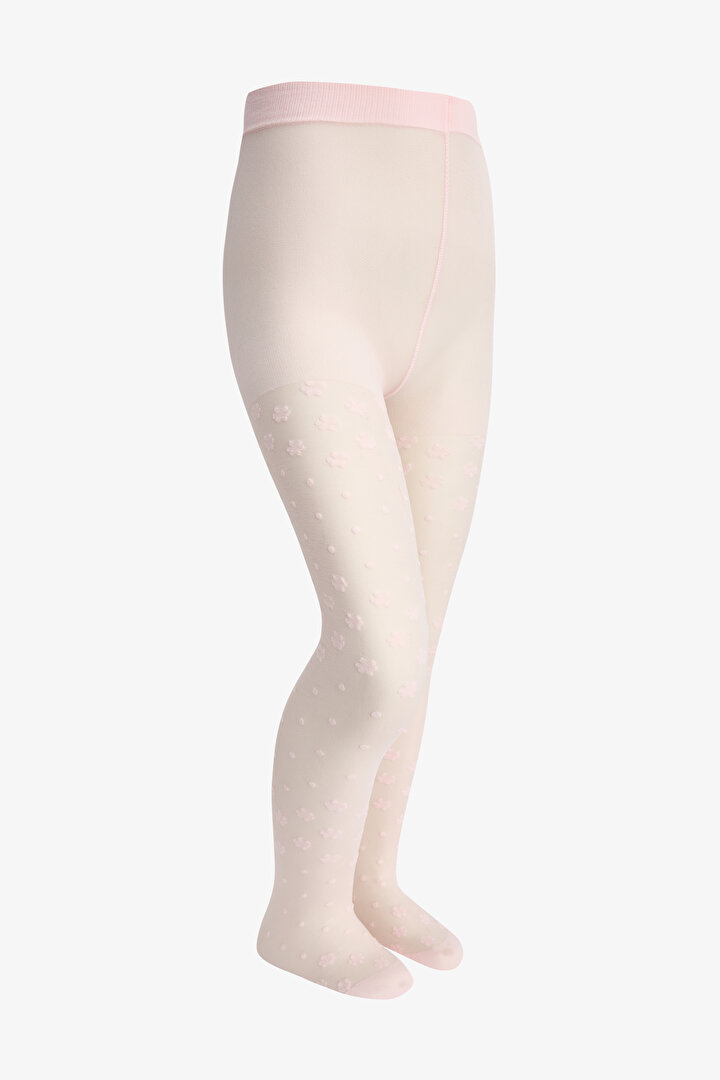 Kız Çocuk Sıcak Pembe Pretty Dotted Daisy Külotlu Çorap - 2