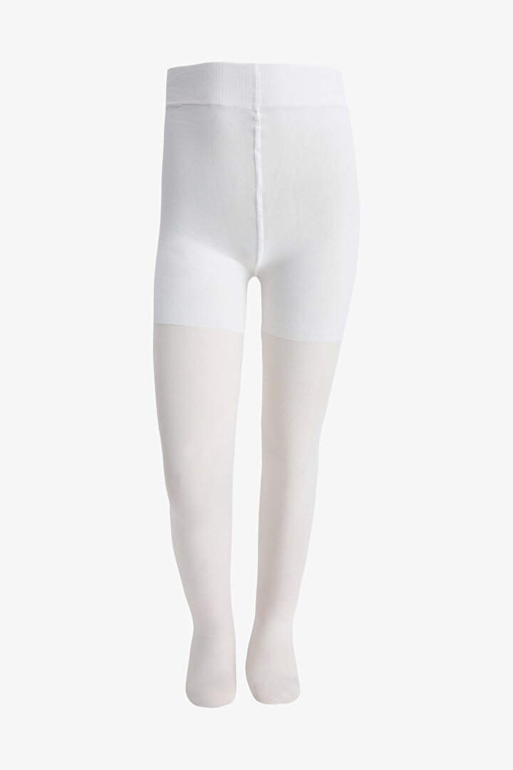 Beyaz Kız Çocuk Pretty School Külotlu Çorap - 1