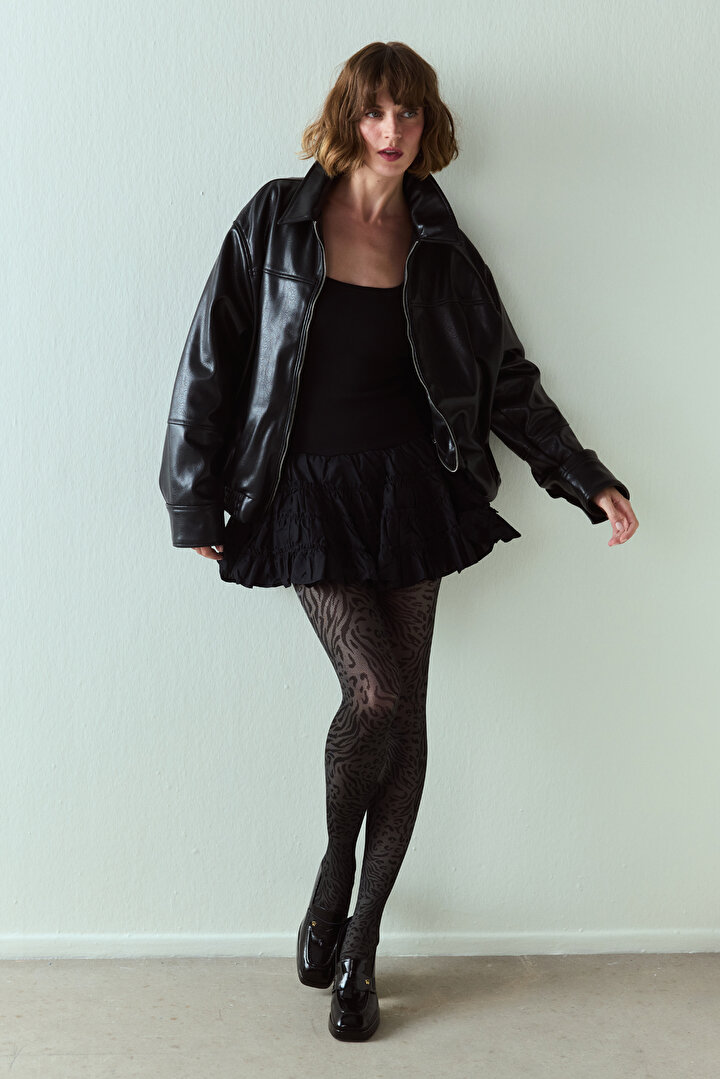 Dark Grey ZeSütyenLeopard Tights - 2