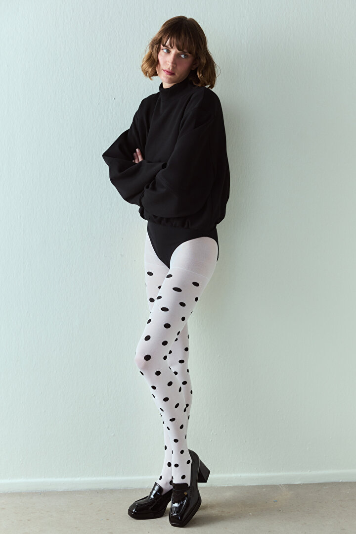White Dotted Tights - 1
