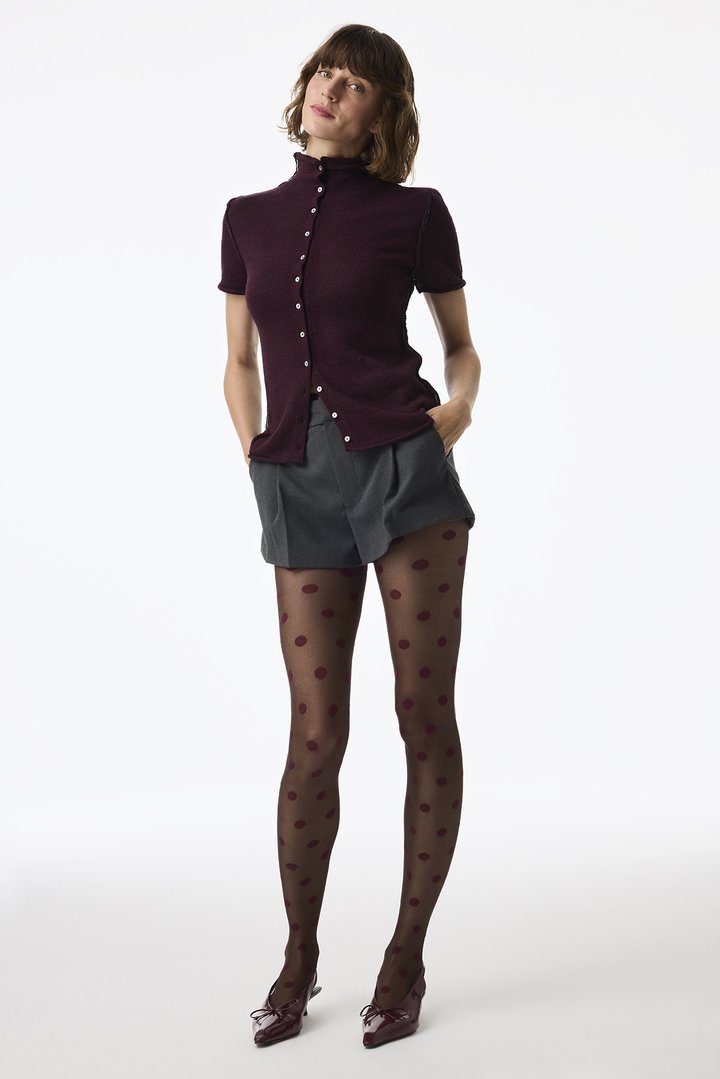 Chestnut Dot Desire Tights - 1