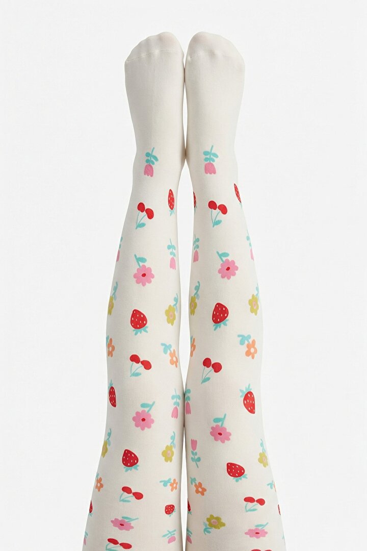 Kız Çocuk  Pretty Fruit Floral Külotlu Çorap - 1