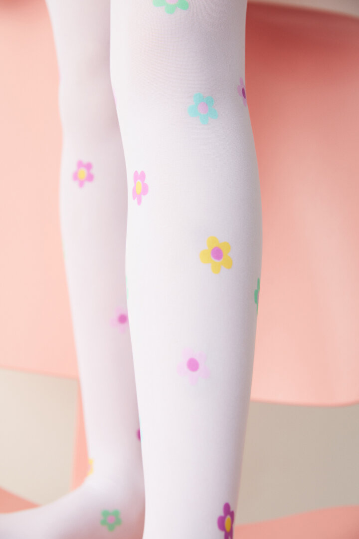 Girls Pretty Colorful Daisy Tights - 1