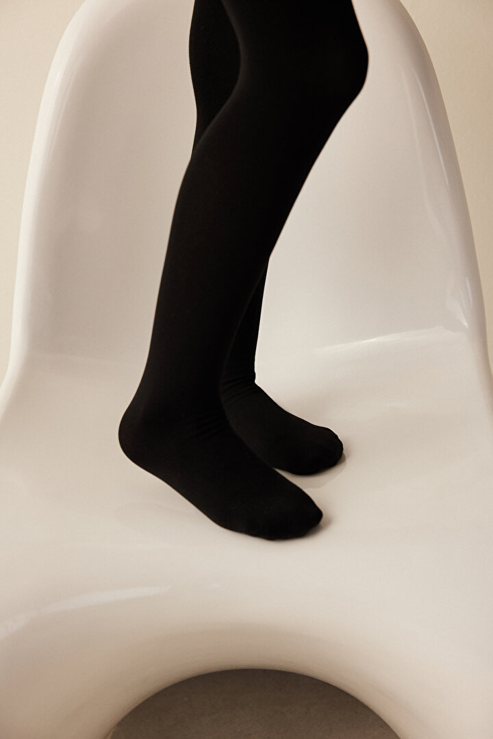 Siyah Çocuk Termal Külotlu Çorap - 1