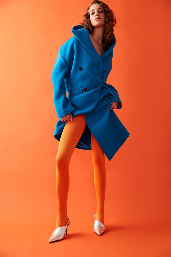 Orange Fashion Wet Look Tights-Pentilicious - 1