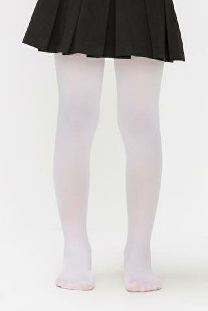 Beyaz Kız Çocuk Mikro 40 Külotlu Çorap - 1