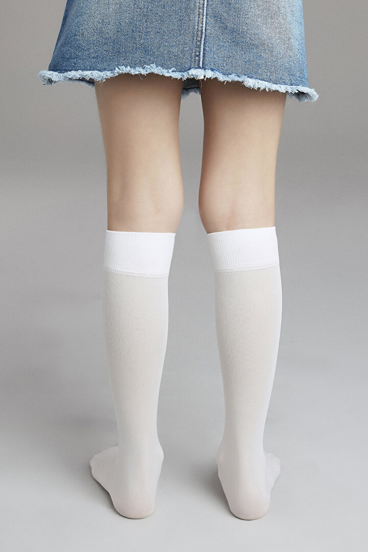 Beyaz Kız Çocuklu Mikro 40 Pantolon Çorabı - 2