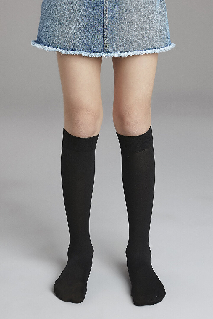 Siyah Kız Çocuk Mikro 40 Pantolon Çorabı - 1