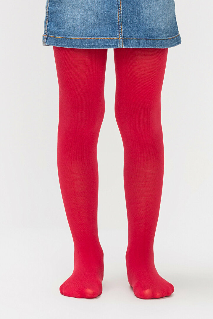 Kırmızı Kız Çocuk Ekstra Pamuklu Külotlu Çorap - 1