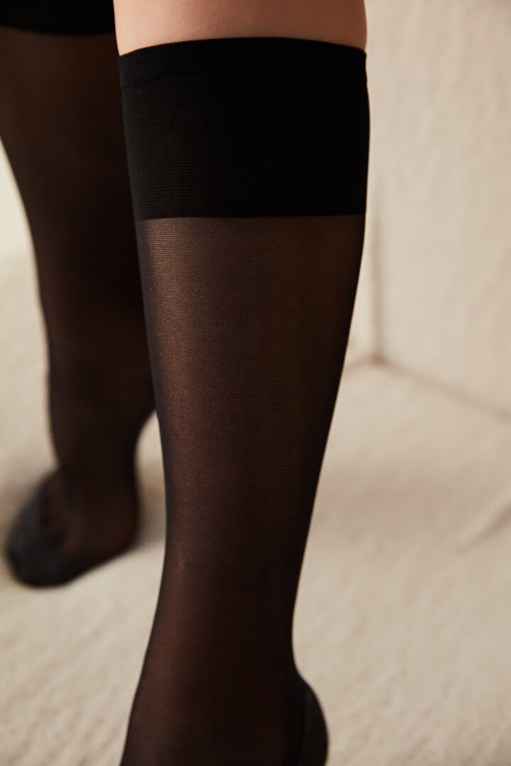 Black Comfort Knee High Socks-Pentilicious - 1